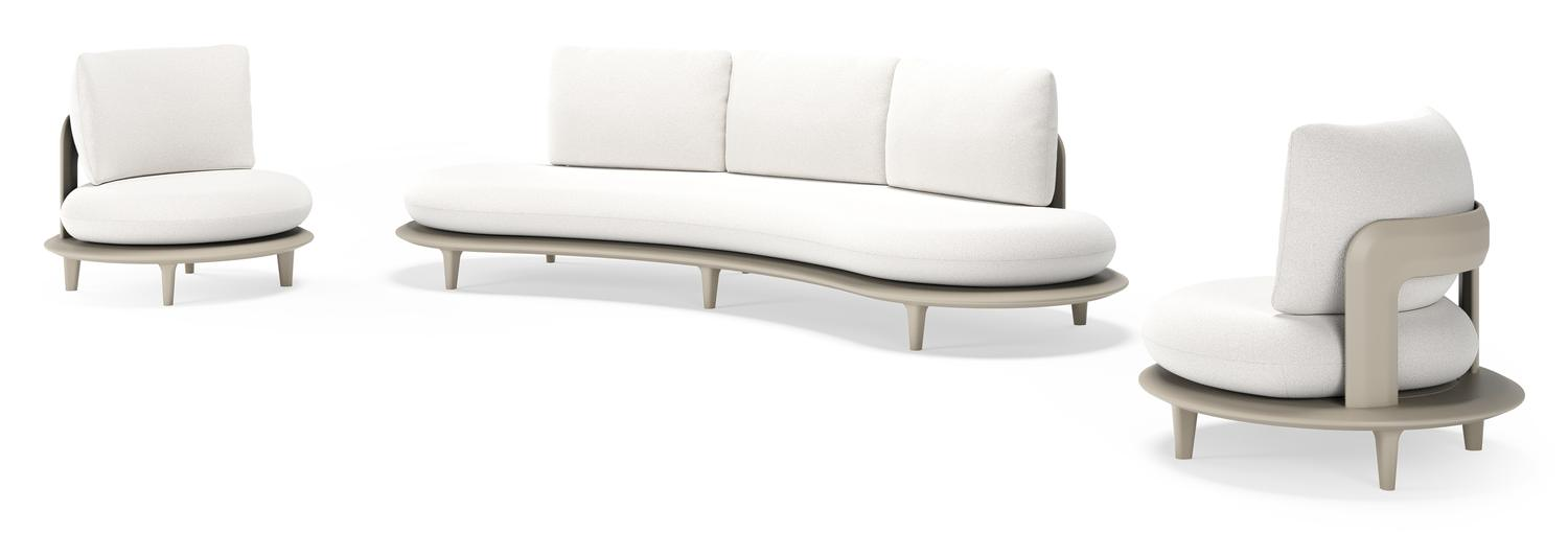 Bomero loungeset in beige aluminium met soul optik all weather solica kussen
