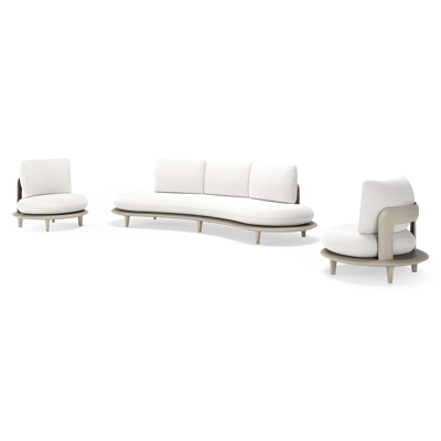 Bomero loungeset in beige aluminium met soul optik all weather solica kussen