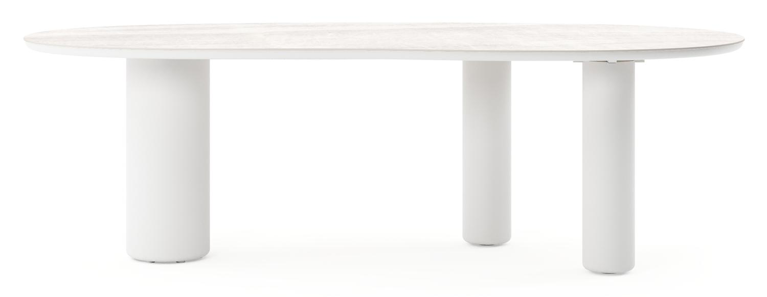 Amico tuintafel organisch in wit aluminium en volkeramiek Taj Mahal - L 240 x B 110 x H 73.5 cm