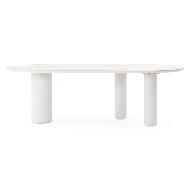 Amico tuintafel organisch in wit aluminium en volkeramiek Taj Mahal - L 240 x B 110 x H 73.5 cm