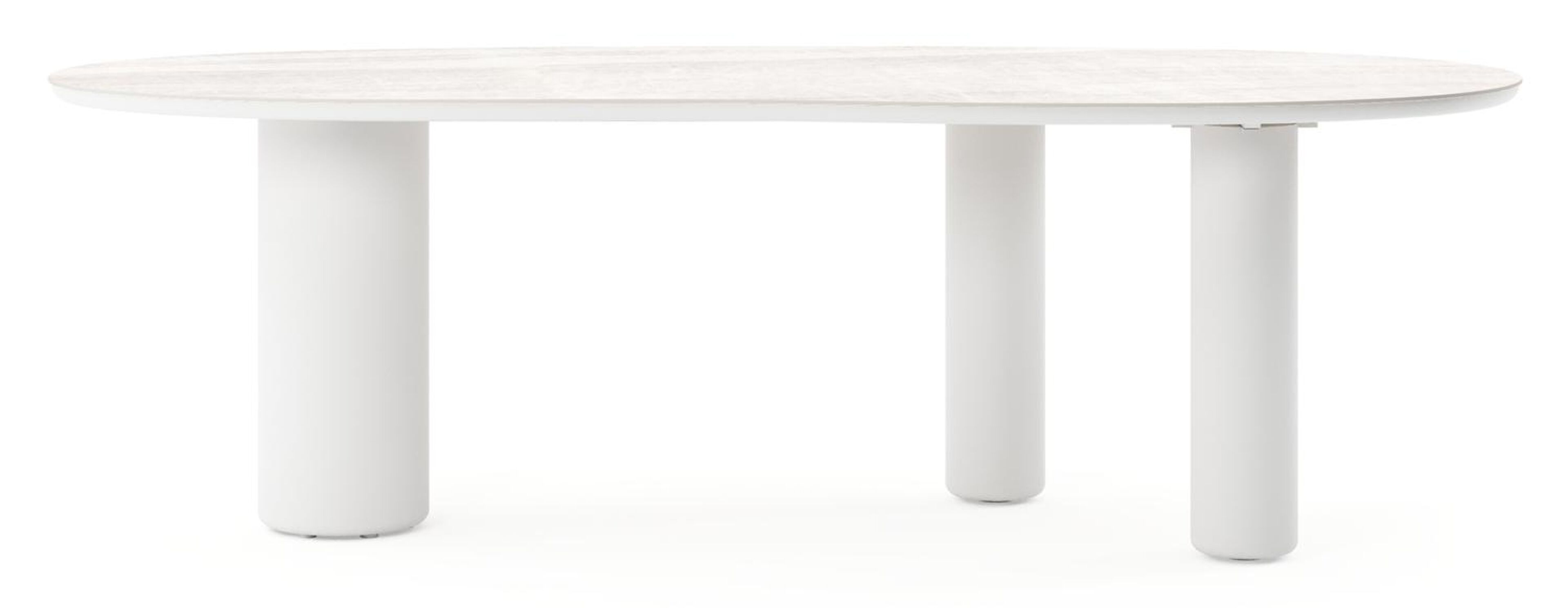 Amico tuintafel organisch in wit aluminium en volkeramiek Taj Mahal - L 240 x B 110 x H 74 cm