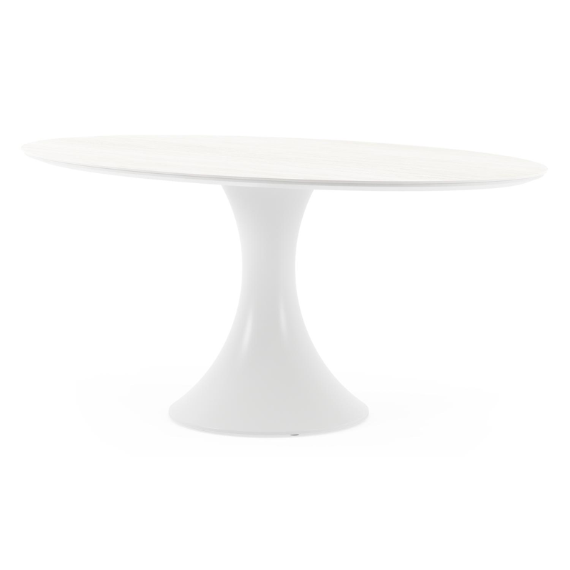 Fano tuintafel ovaal in wit aluminium en volkeramiek calista - L 180 x B 110 x H 75 cm