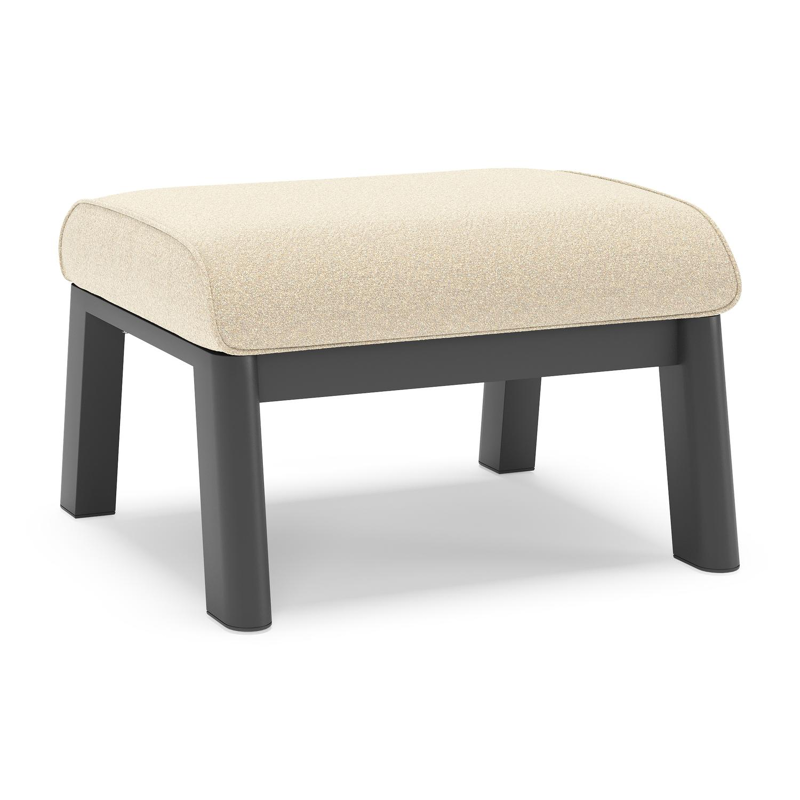 Cirello poef in zwart aluminium met soul papyrus all weather solica kussen