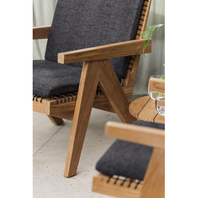Trentino loungezetels 2 x 1-zit in teak en zwart wicker
