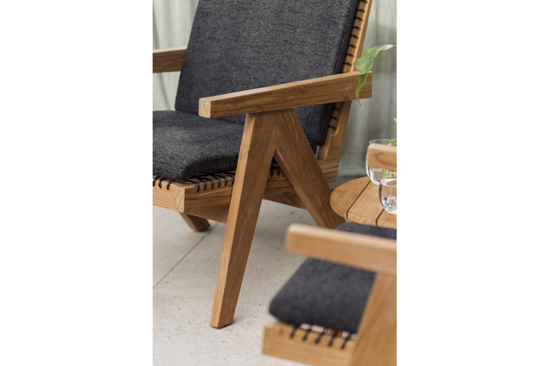 Trentino loungezetel 1-zit in teak en zwart wicker