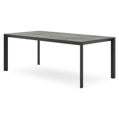 Table de jardin Malito en aluminium noir et céramique pleine aspen grey - Lg 200 x Larg. 100 x H 75 cm