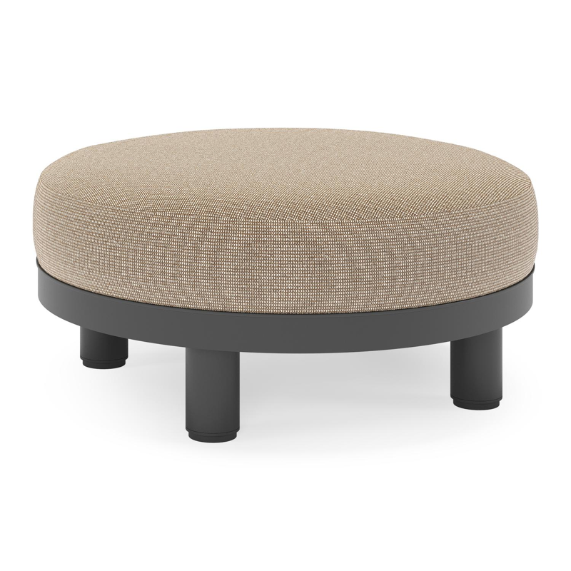 Salon de jardin pouf Donato en aluminium noir et coussins en all Weather Solica Firenze Earth