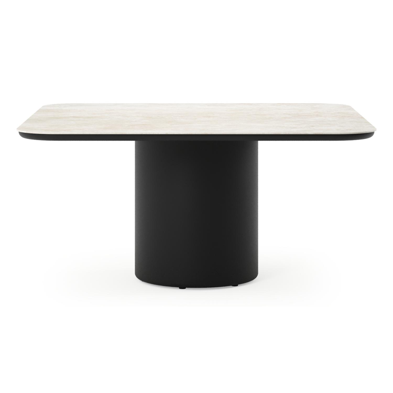 Amico tuintafel afgerond vierkant in zwart aluminium en volkeramiek Rapolano - L 148 x B 148 x H 73.5 cm