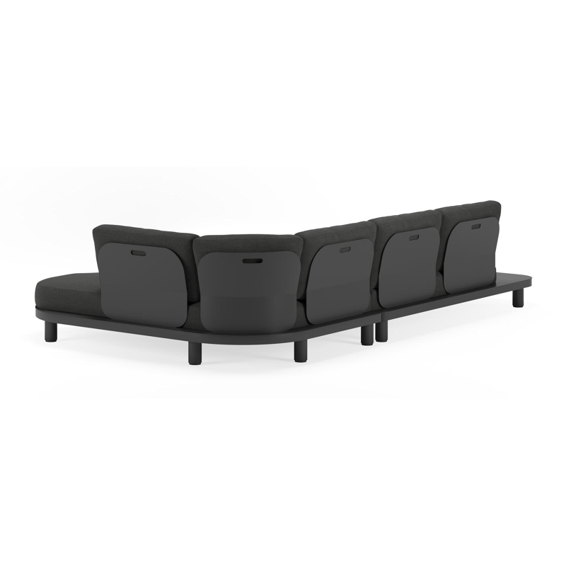 Donato loungehoek in zwart aluminium met all weather sunbrella® luxe Chartres Sooty kussen