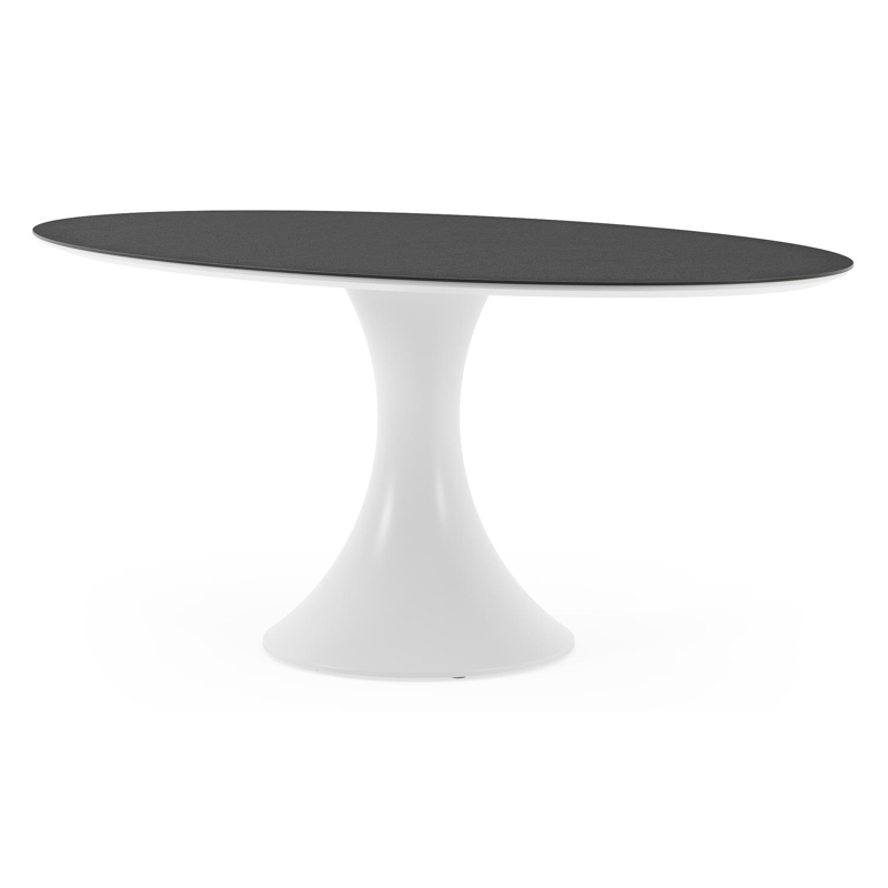 Fano tuintafel ovaal in wit aluminium en volkeramiek Nero Black - L 180 x B 110 x H 75 cm