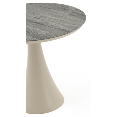 Fano tuintafel rond in beige aluminium en volkeramiek Aspen Grey - Dia. 85 x H 75 cm