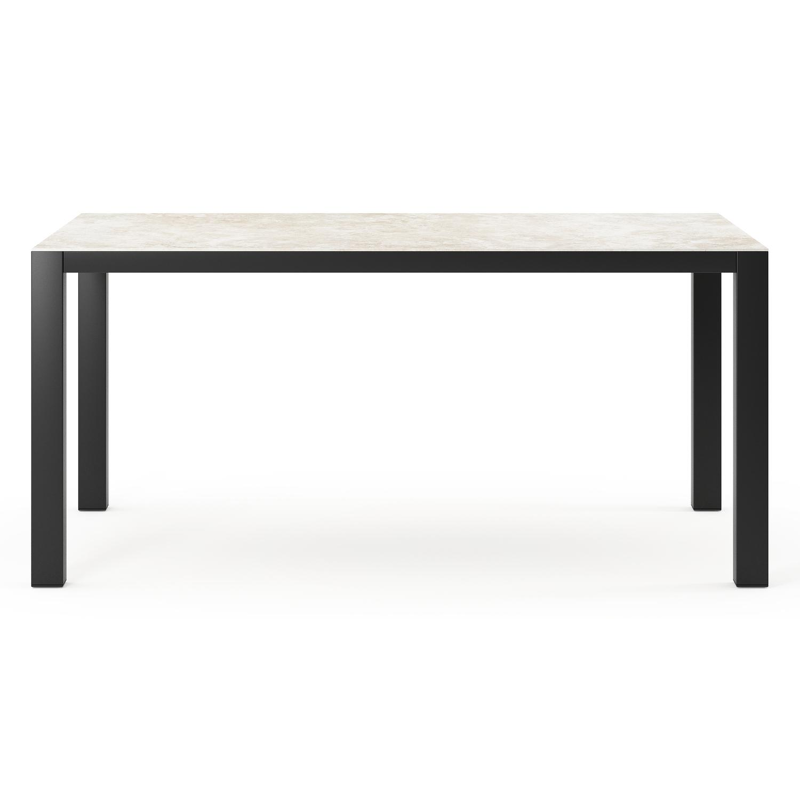 Como tuintafel rechthoekig in zwart aluminium en volkeramiek Rapolano L 160 x B 100 cm