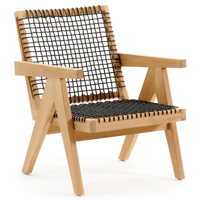 Trentino loungezetel 1-zit in teak en zwart wicker