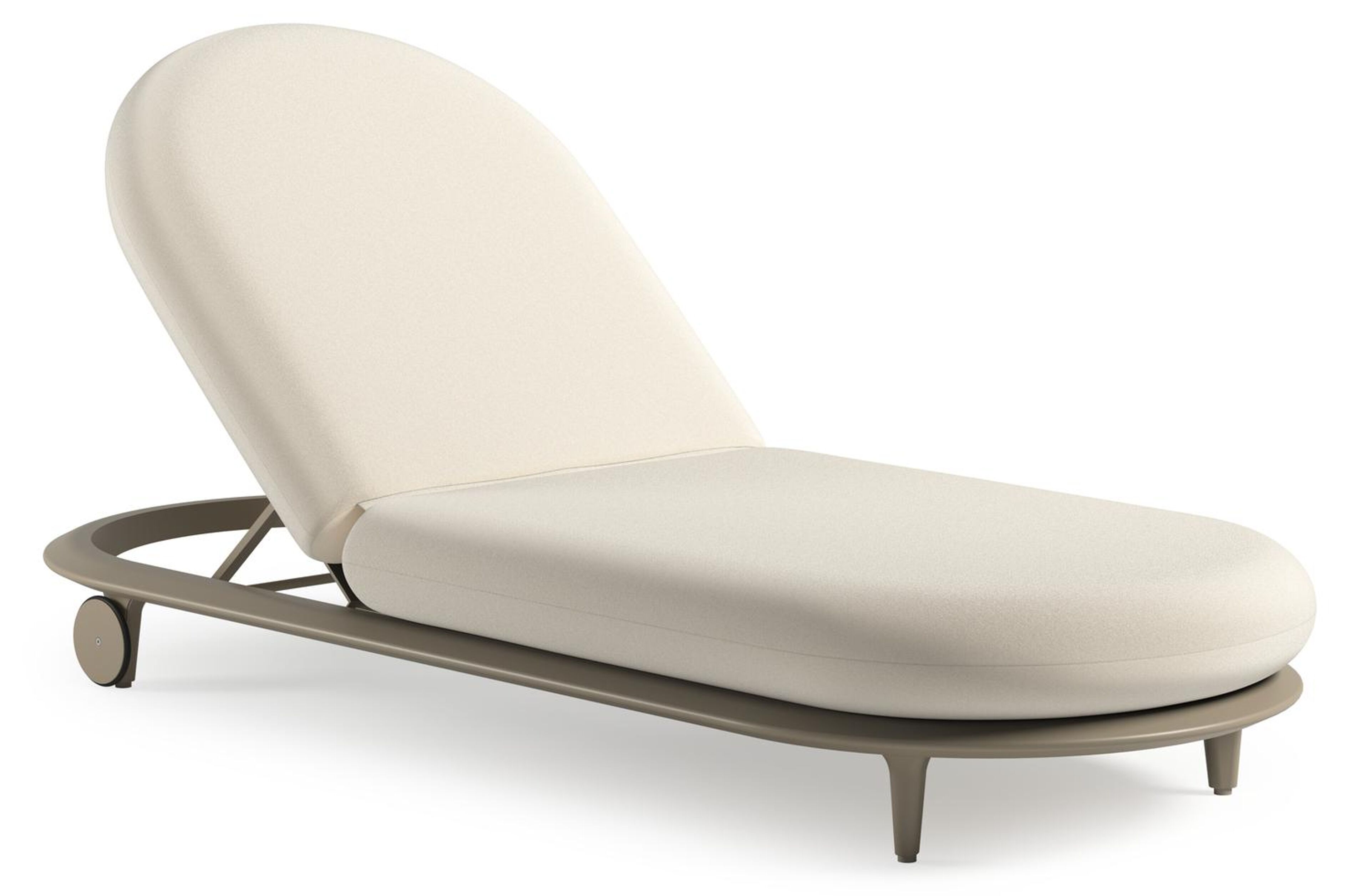 Bomero verstelbaar ligbed in beige aluminium met natte white all weather sunbrella® luxe