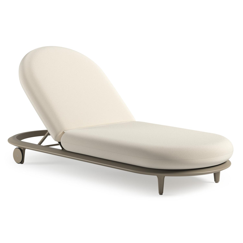 Bomero verstelbaar ligbed in beige aluminium met natte white all weather sunbrella® luxe