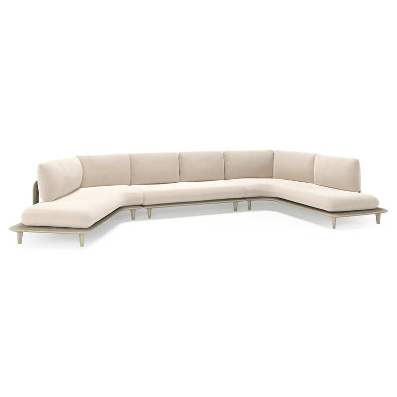 Bomero loungehoek in beige aluminium met lopi antique all weather sunbrella® luxe kussen