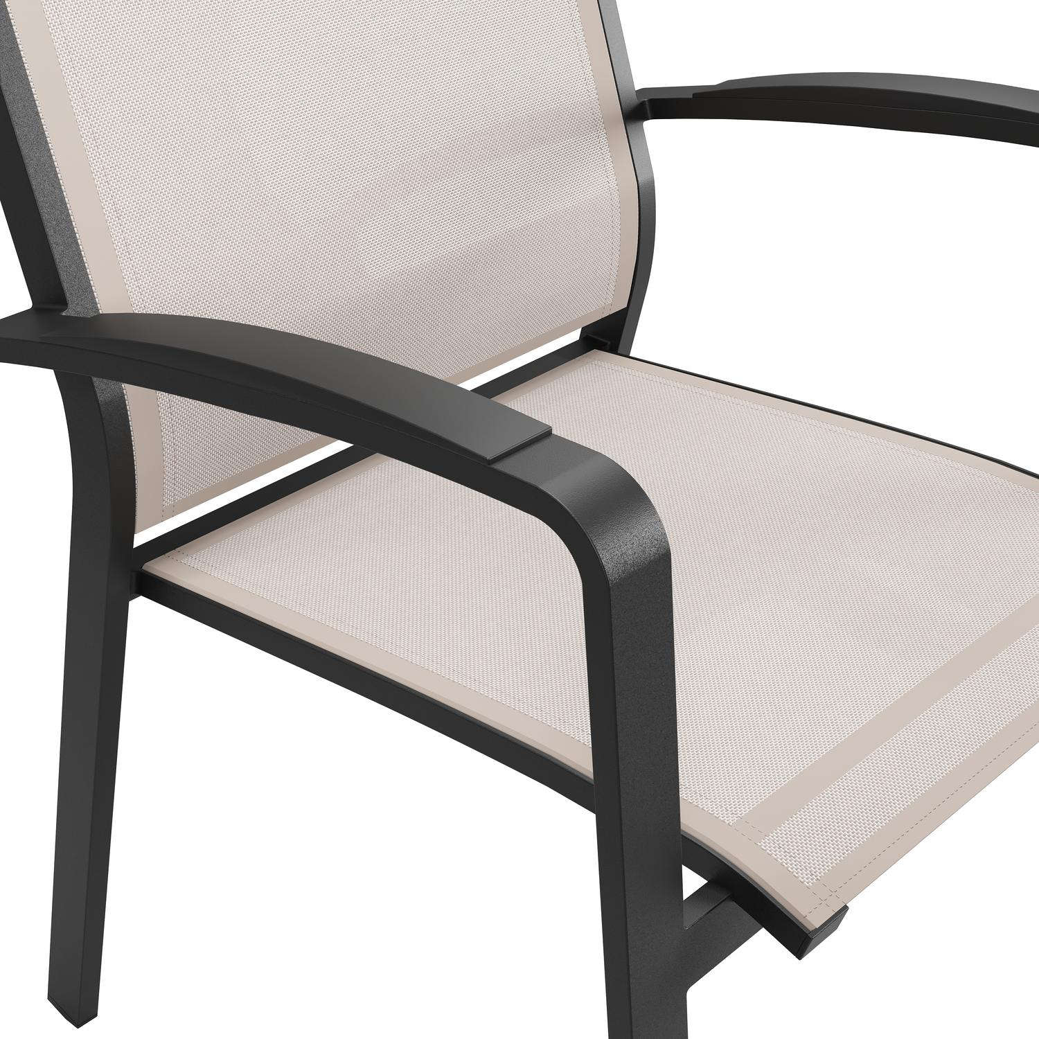 Chaise de jardin empilable Lioni en alumium noir et textilène simple beige