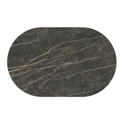 Table de jardin Teramo bombo en aluminium beige et céramique pleine Black Obsession - Lg. 110 x Lrg. 70 x Haut. 73.7 cm