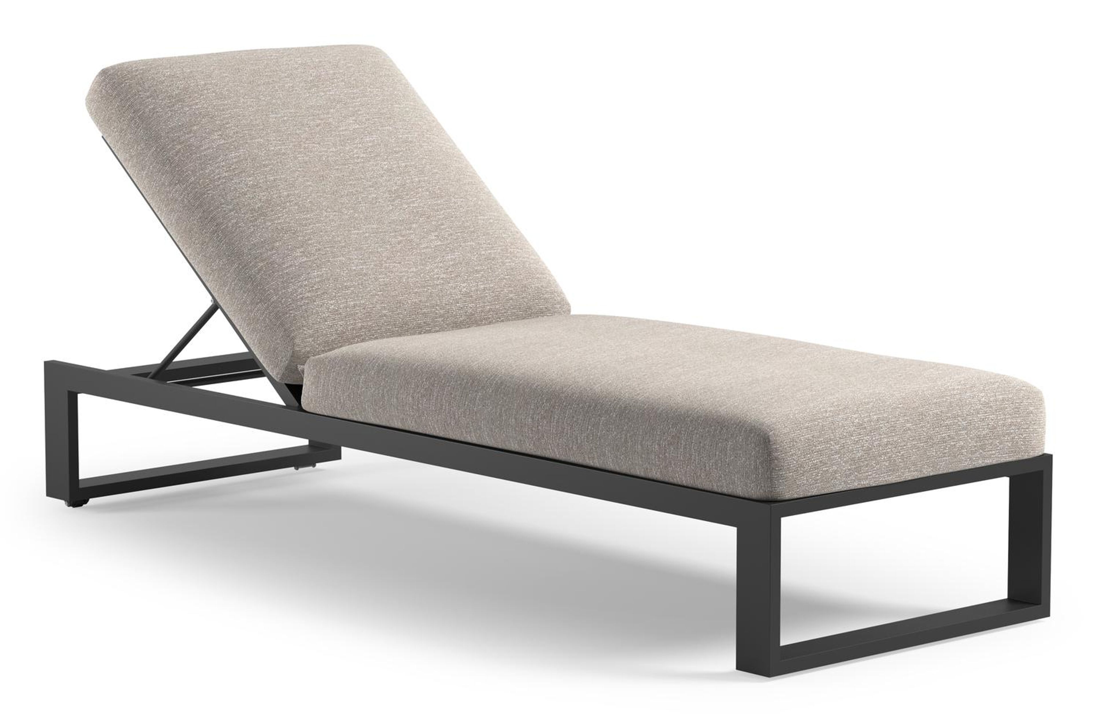 Verato verstelbaar ligbed in zwart aluminium met tundra sand all weather Sunbrella® luxe kussen