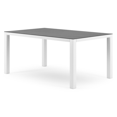 Como tuintafel in wit aluminium en volkeramiek Basalt Black - L 160 x B 100 x H 75 cm