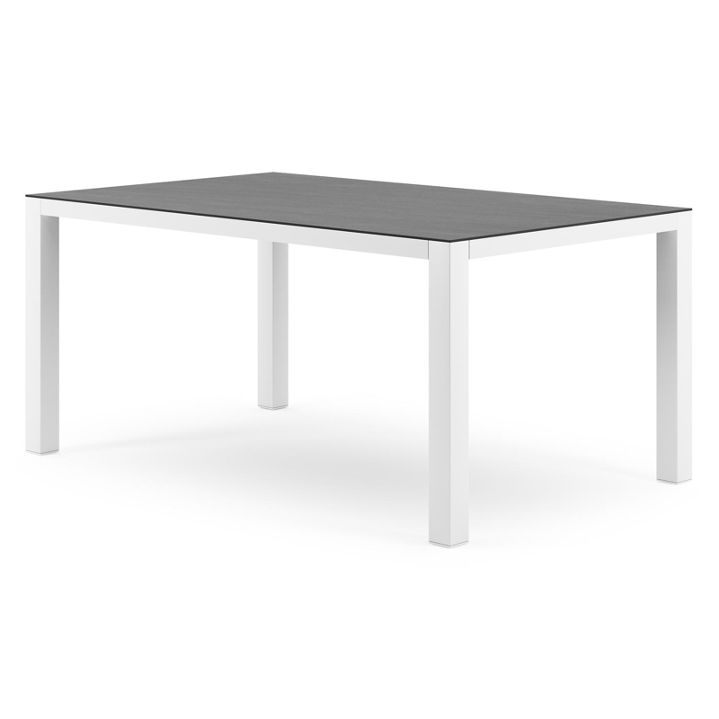 Como tuintafel in wit aluminium en volkeramiek Basalt Black - L 160 x B 100 x H 75 cm