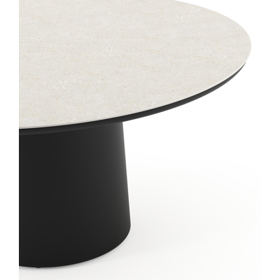 Amico tuintafel rond in zwart aluminium en volkeramiek Shilin - Dia. 148 x H 73.5 cm