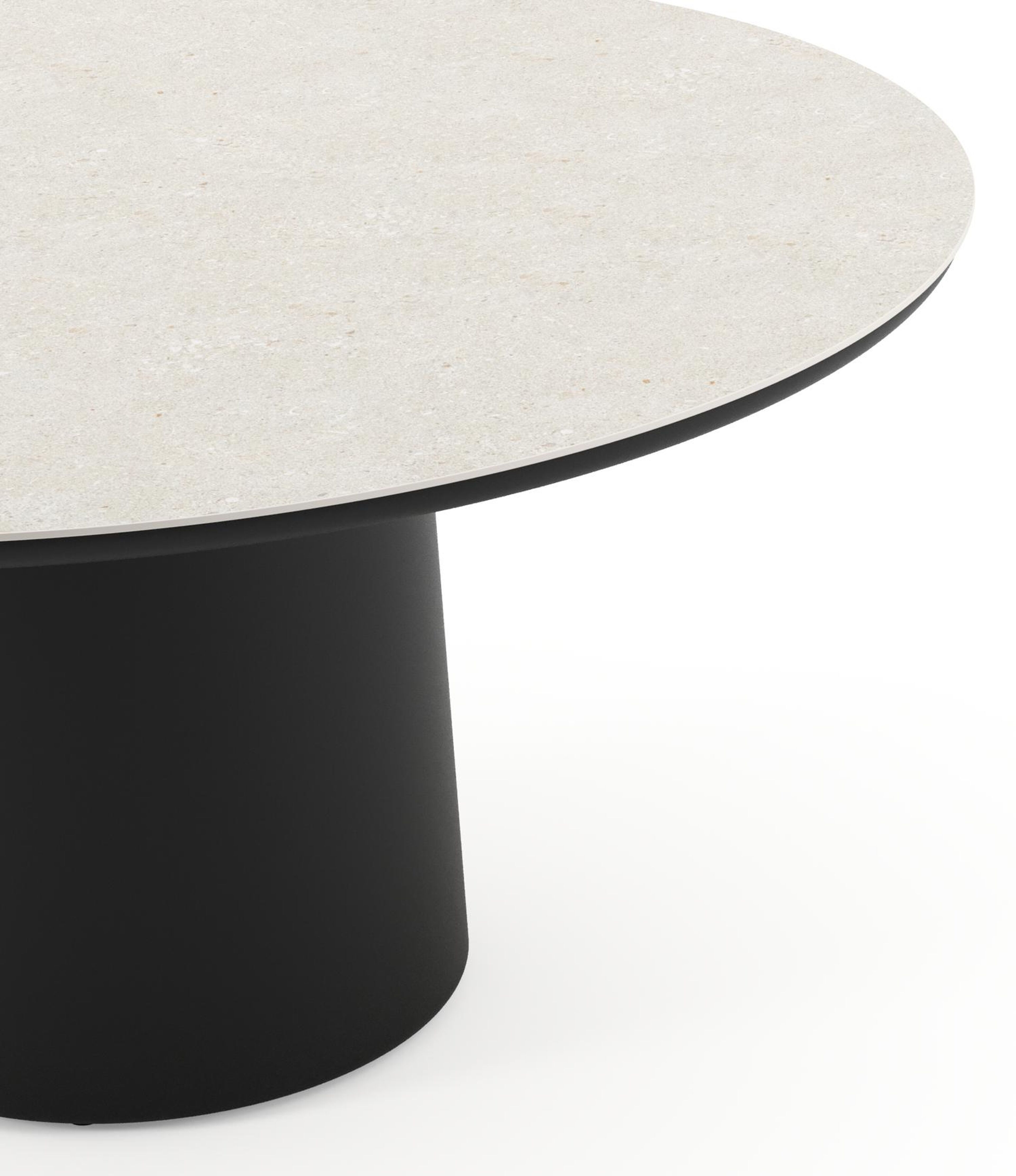 Amico tuintafel rond in zwart aluminium en volkeramiek Shilin - Dia. 148 x H 73.5 cm