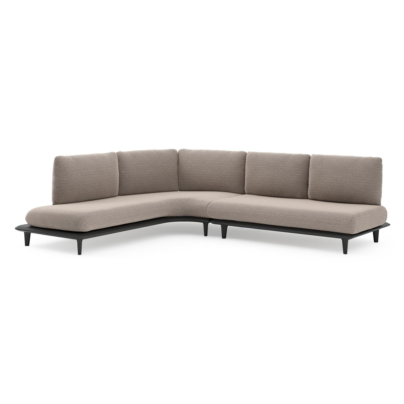 Bomero loungehoek in zwart aluminium met wander manioc all weather sunbrella® luxe kussen