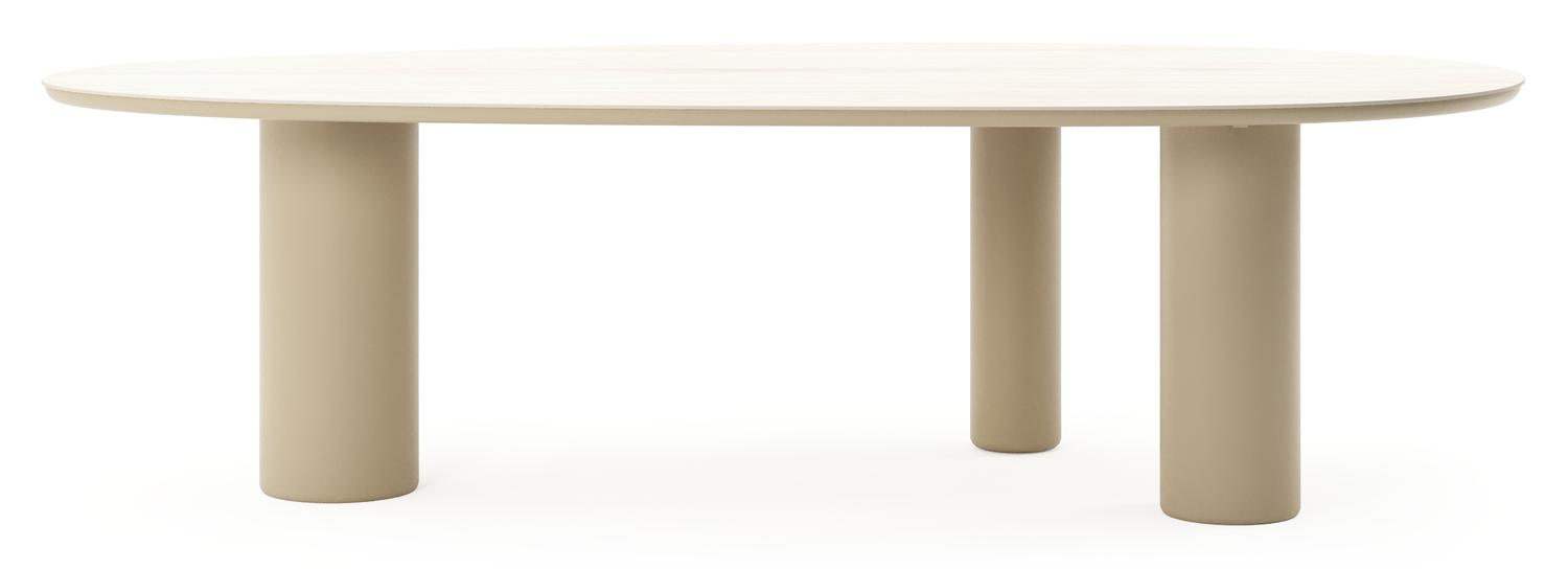Table de jardin Amico mangue en aluminium beige et céramique pleine Travertino Bianco - Lg. 260 x Lrg. 130 x Haut. 73.5 cm