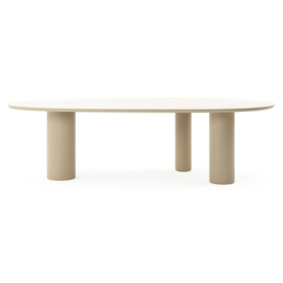 Amico tuintafel mango in beige aluminium en volkeramiek Travertino Bianco - L 260 x B 130 x H 73.5 cm