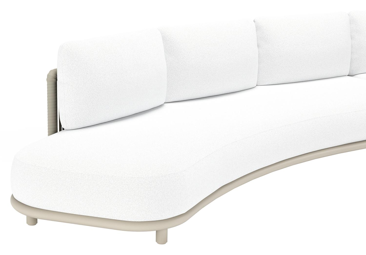 CanapÃ© de jardin Lomano en aluminium beige et corde luxe plate tissÃ©e verticalement beige et coussins en all weather solica Ego Birch