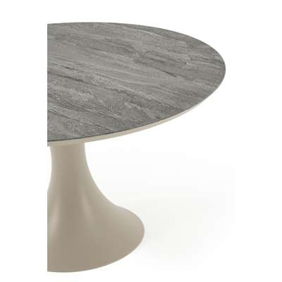 Fano tuintafel rond in beige aluminium en volkeramiek Aspen Grey - Dia. 130 x H 75 cm