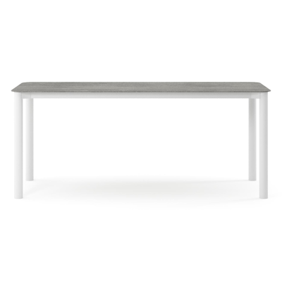 Orso tuintafel rechthoekig afgerond in wit aluminium en volkeramiek Aspen Grey - L 200 x B 80 x H 74.5 cm