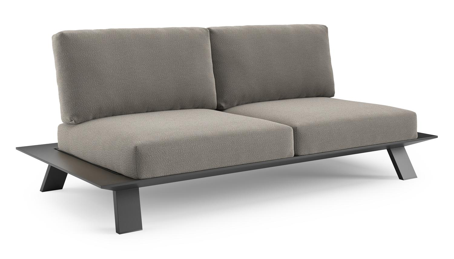 Cesano loungebank in zwart aluminium met lopi silver all weather Sunbrella® luxe kussen