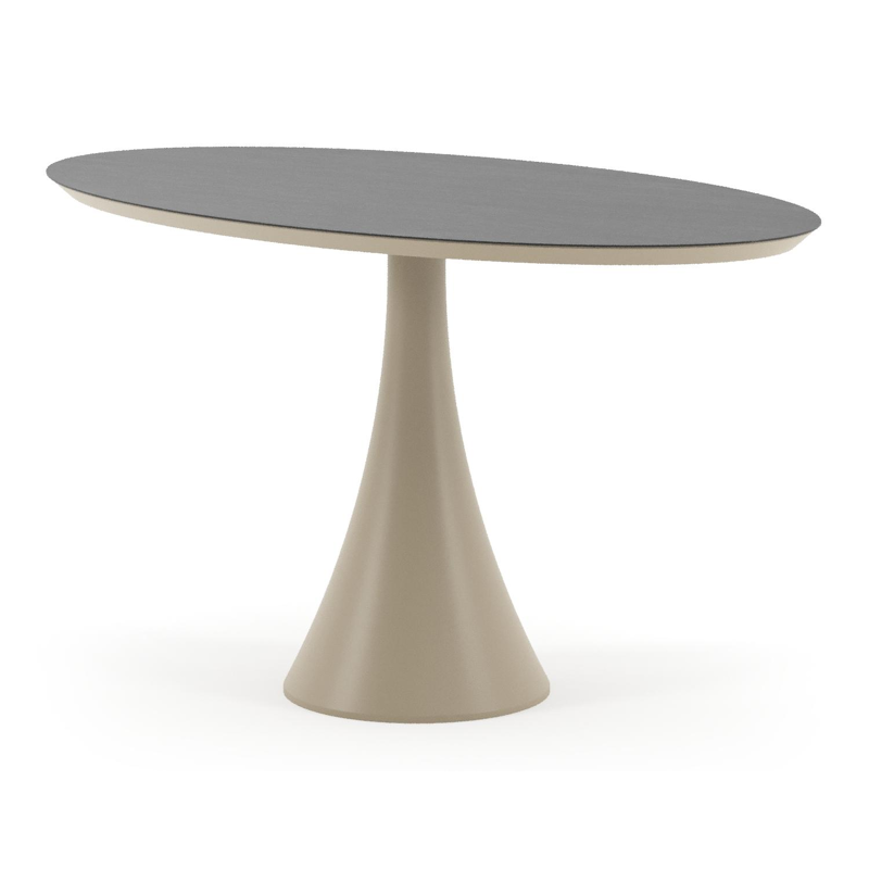 Fano tuintafel ovaal in beige aluminium en volkeramiek Basalt Black - L 140 x B 80 x H 74.5 cm