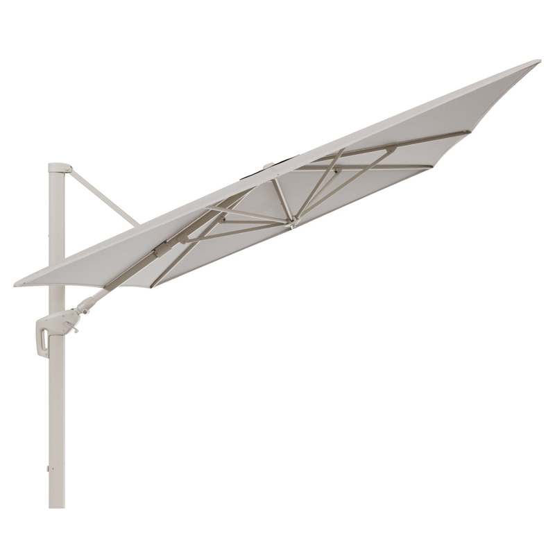 Minore zweefparasol met tiltfunctie in beige aluminium en Slow Farafra All Weather Sunbrella® Luxe parasoldoek - L1 400 x L2 300 cm (zonder voet)