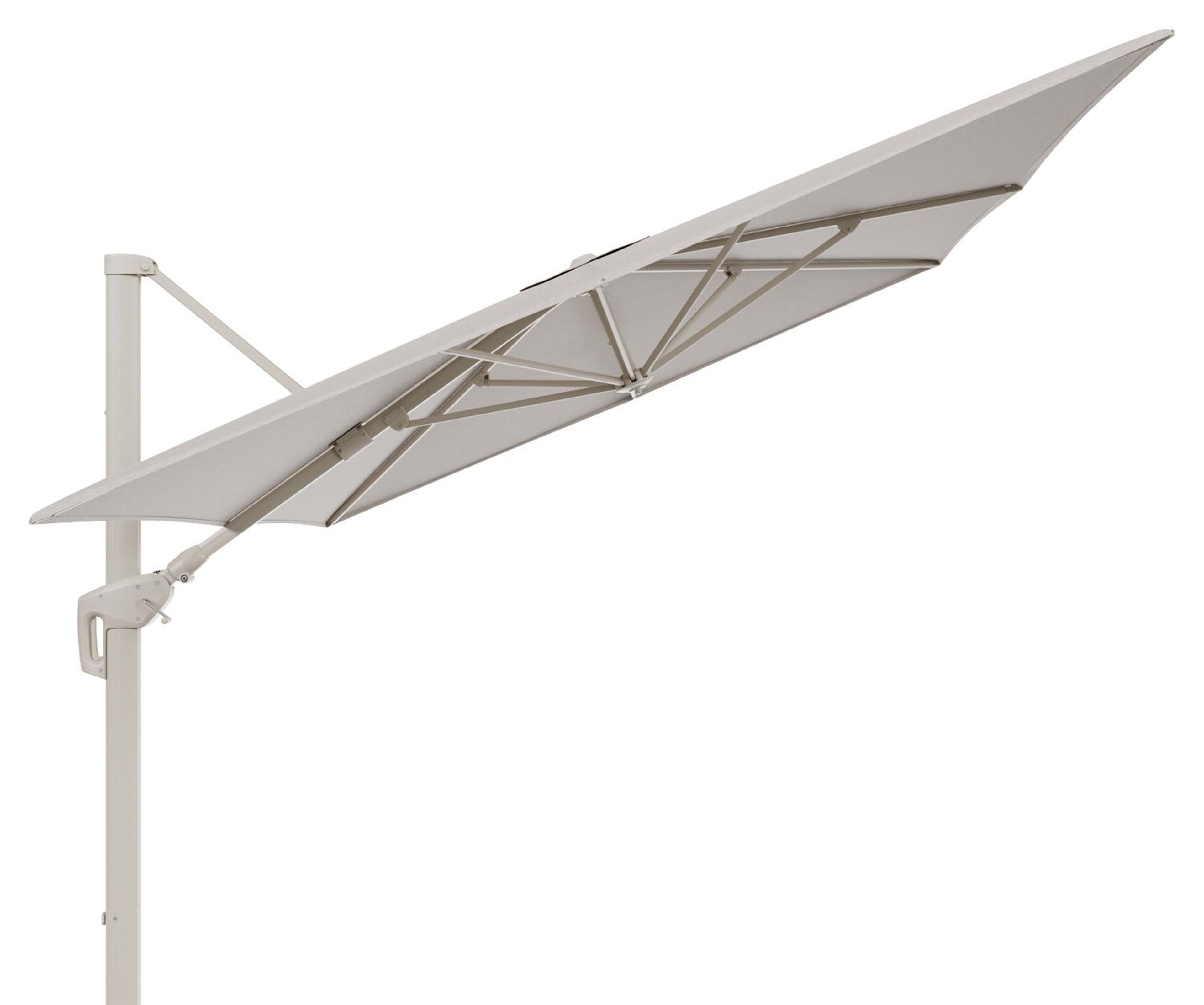 Minore zweefparasol met tiltfunctie in beige aluminium en Slow Farafra All Weather Sunbrella® Luxe parasoldoek - L1 400 x L2 300 cm (zonder voet)