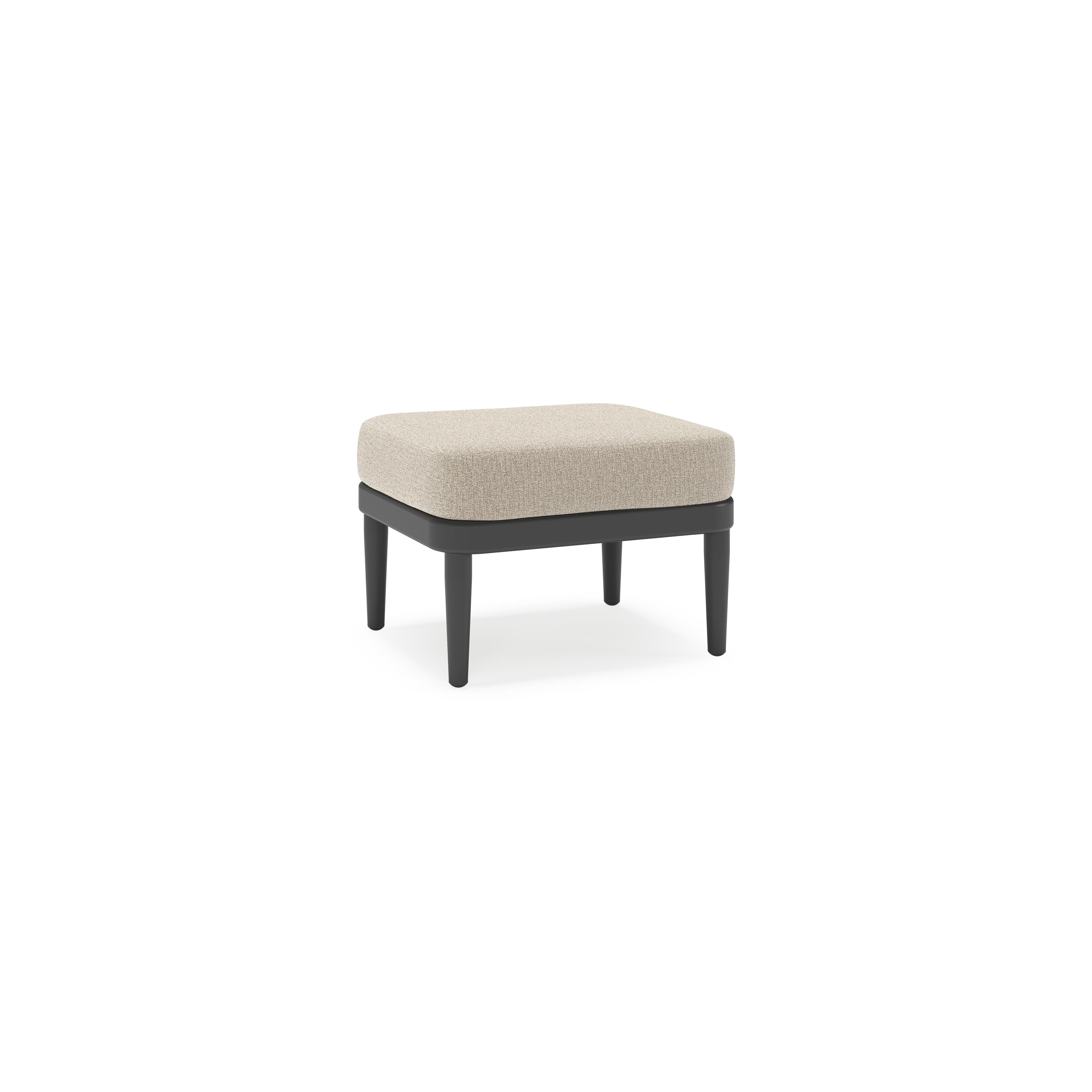Orso poef in zwart aluminium met Catania Sand all weather cosytica kussen
