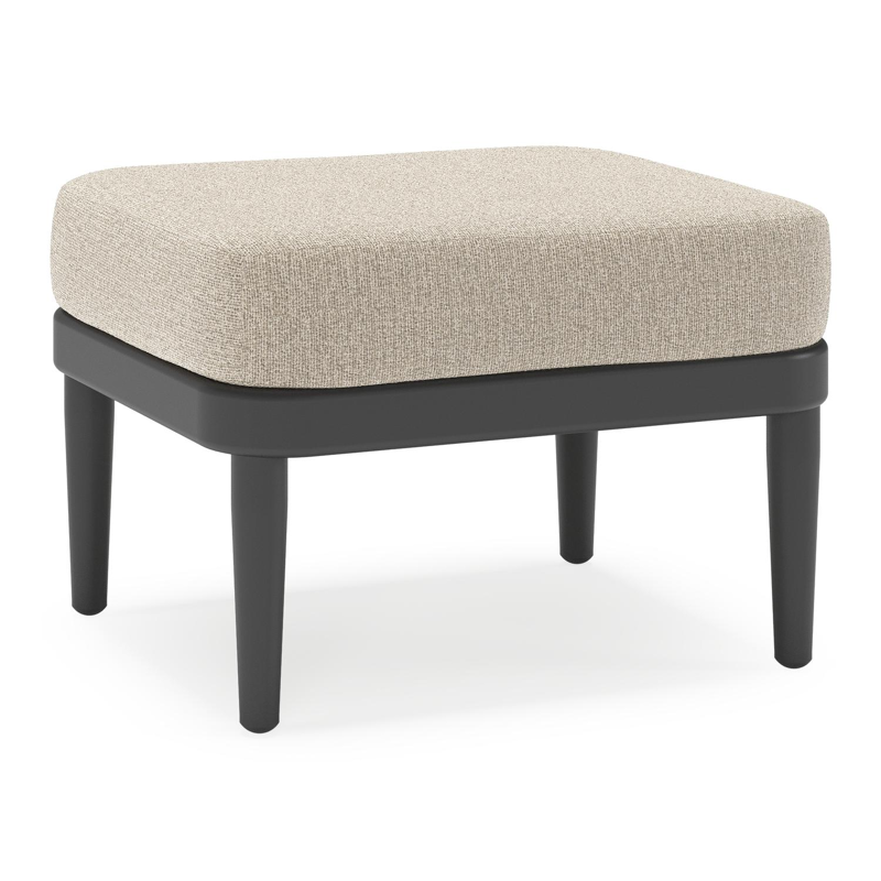 Pouf Orso en aluminium noir et coussins en all weather cosytica Catania Sand