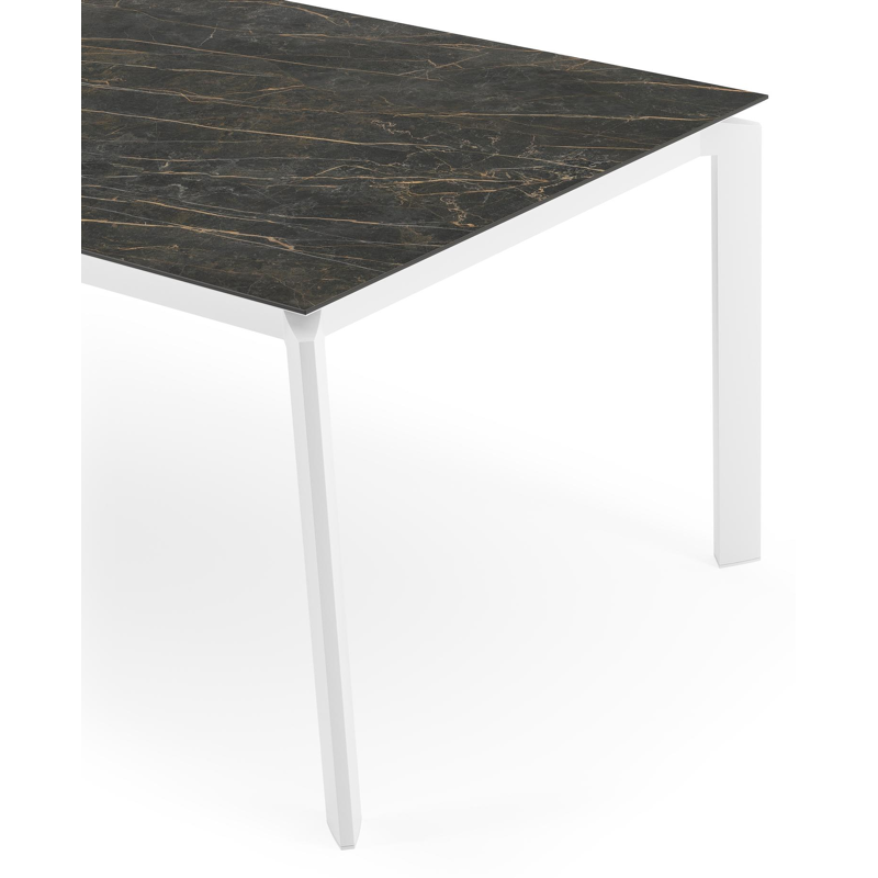 Cirello tuintafel rechthoekig in wit aluminium en volkeramiek Black Obsession - L 200 x B 100 x H 75 cm