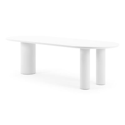 Organo tuintafel ovaal in wit aluminium en volkeramiek  arctic white - L 260 x B 100 x H 74 cm
