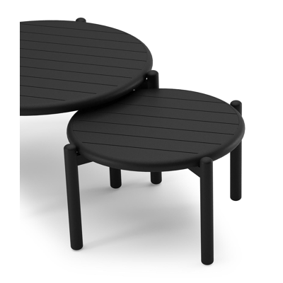 Pulo loungetafels in zwart aluminium - Dia. 70 - 50 x H. 37.5 - 32.5 cm