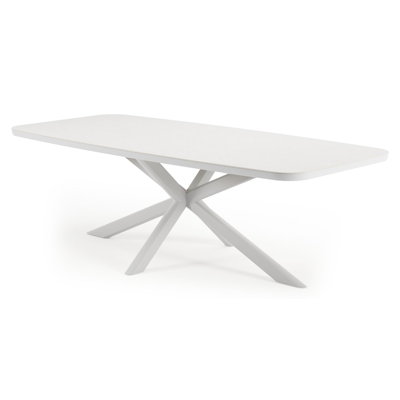 Pamplona tuintafel bootvorm in wit aluminium en sintered stone Topo minerale - L 240 x B 110 x H 72 cm