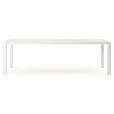 Como tuintafel rechthoekig in wit aluminium en volkeramiek retrostone - L 240 x B 100 x H 75 cm