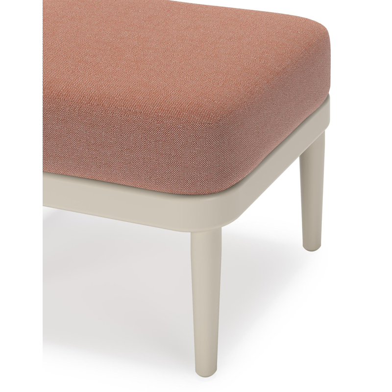 Pouf Orso en aluminium beige et coussins en all weather sunbrella® luxe Savane Rust