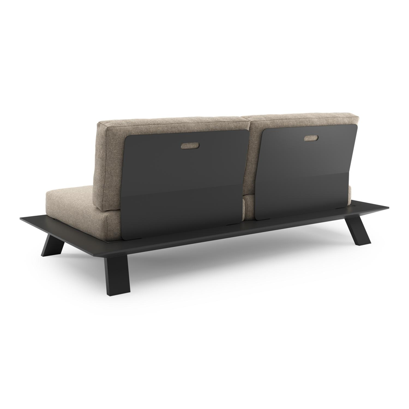 Cesano loungebank in zwart aluminium met chartres pewter all weather Sunbrella® luxe kussen