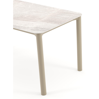 Orso tuintafel rechthoekig afgerond in beige aluminium en volkeramiek Taj Mahal - L 140 x B 80 x H 74.5 cm