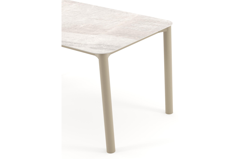 Orso tuintafel rechthoekig afgerond in beige aluminium en volkeramiek Taj Mahal - L 140 x B 80 x H 74.5 cm