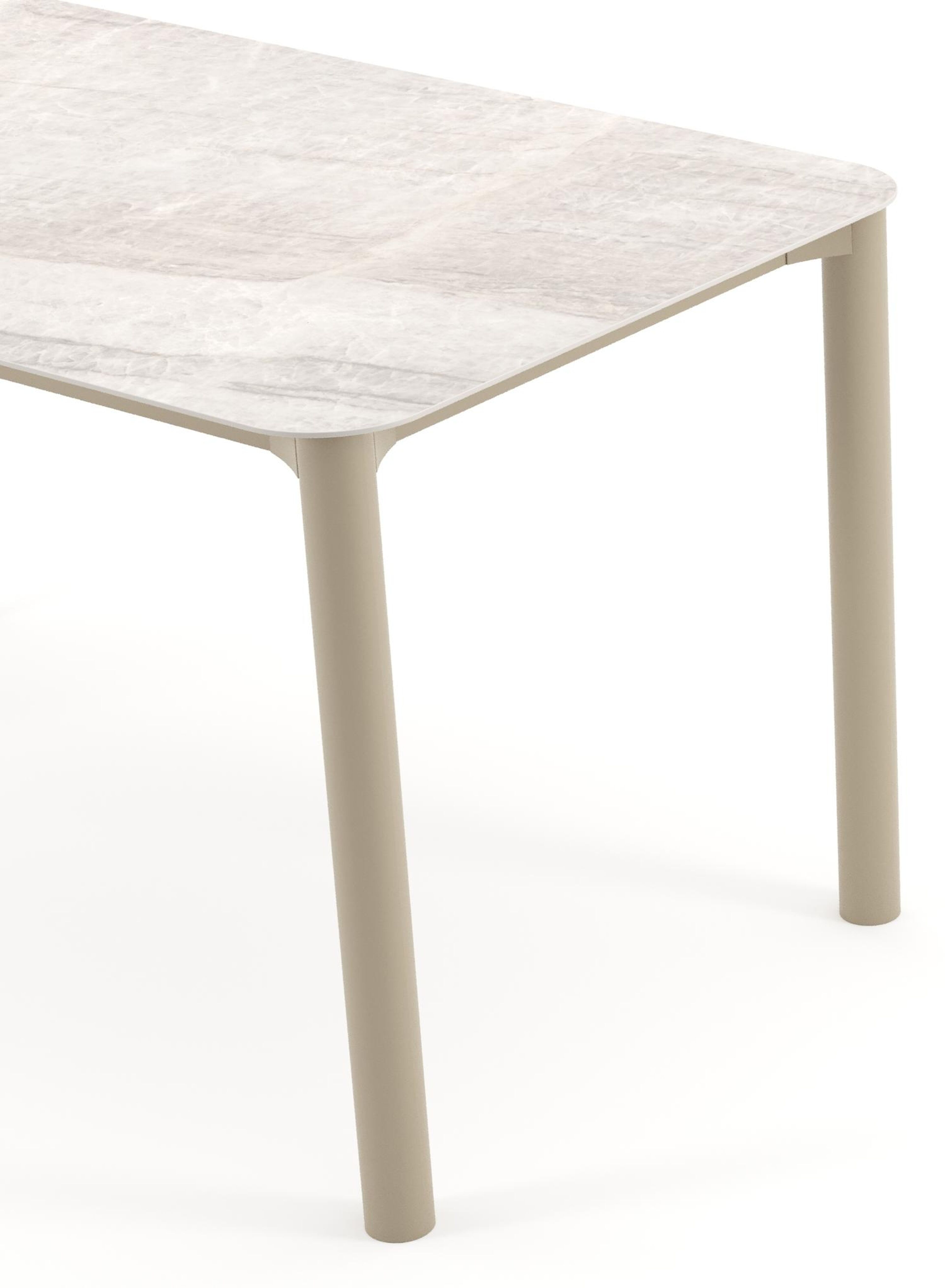 Orso tuintafel rechthoekig afgerond in beige aluminium en volkeramiek Taj Mahal - L 140 x B 80 x H 74.5 cm
