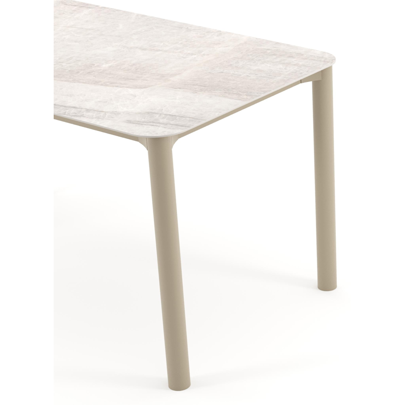 Orso tuintafel rechthoekig afgerond in beige aluminium en volkeramiek Taj Mahal - L 140 x B 80 x H 74.5 cm
